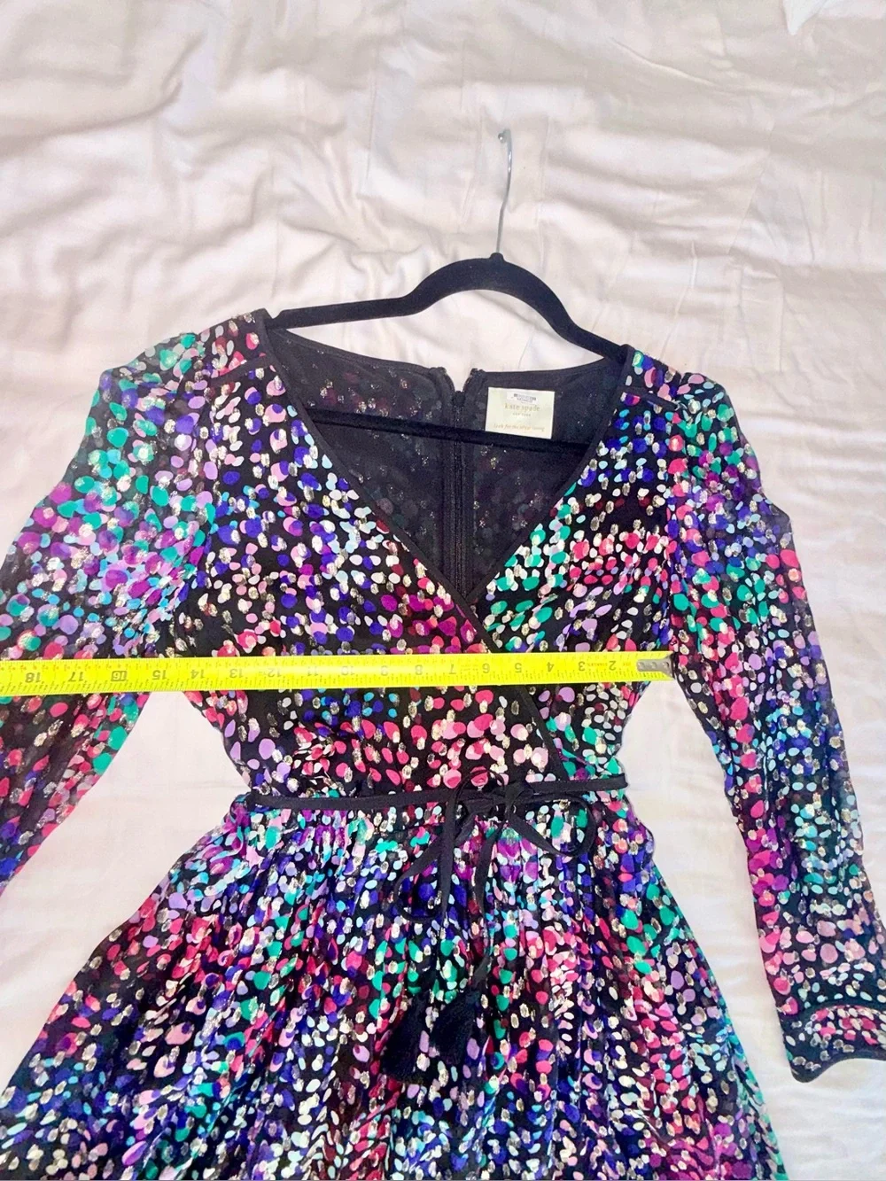 Kate Spade Multicolor Wrap Dress with Black Base, like new